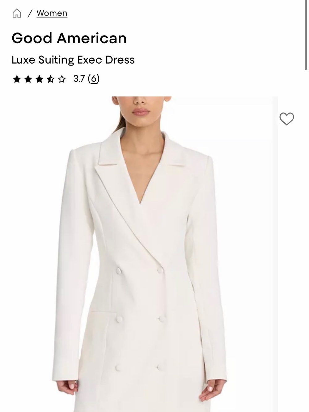 Good American Women's Cream Double-Breasted Blazer Dress